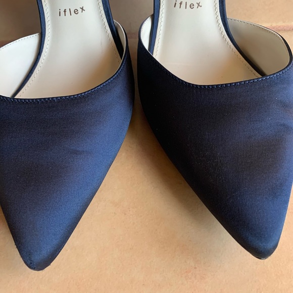 navy satin pumps